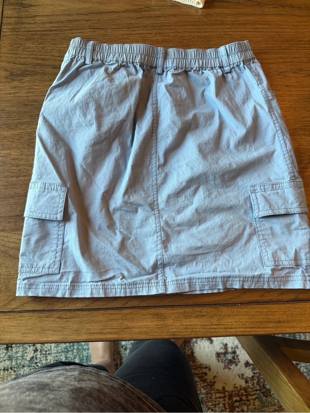 Tween Diva Cream Open-Knit Sweater & light blue cargo skirt  - girls size 10
